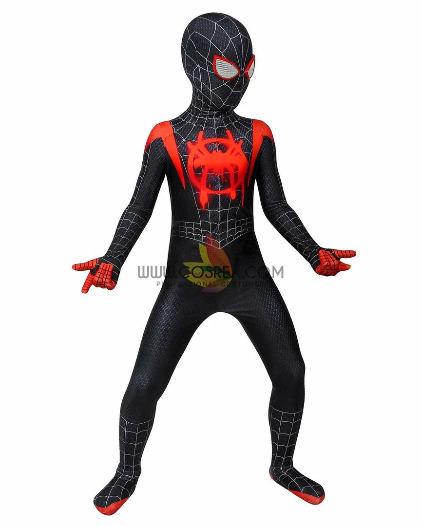 Cosrea Miles Morales Into The Spider-Verse Kids Size Digital Printed Cosplay Costume 8 Cosrea Miles Morales Into The Spider-Verse Kids Size Digital Printed Cosplay Costume