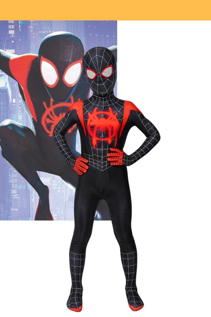 Cosrea Miles Morales Into The Spider-Verse Kids Size Digital Printed Cosplay Costume 3 Cosrea Miles Morales Into The Spider-Verse Kids Size Digital Printed Cosplay Costume