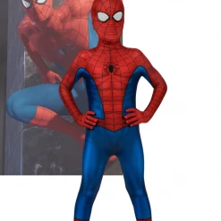 Cosrea Spiderman PS4 Game Classic Version Kids Size Digital Printed Cosplay Costume