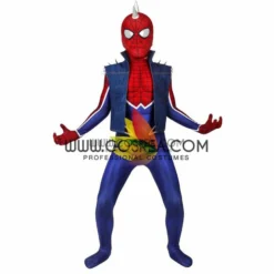 Cosrea Spiderman PS4 Game Punk Suit Kids Size Digital Printed Cosplay Costume Marvel Universe